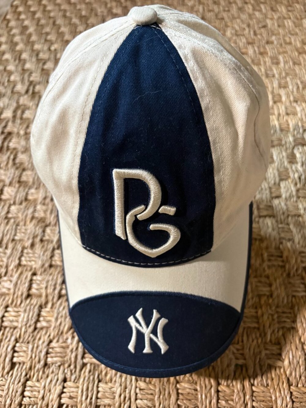 NWOT rare PEGGYGOODS PG NY cream & navy cotton twill baseball cap